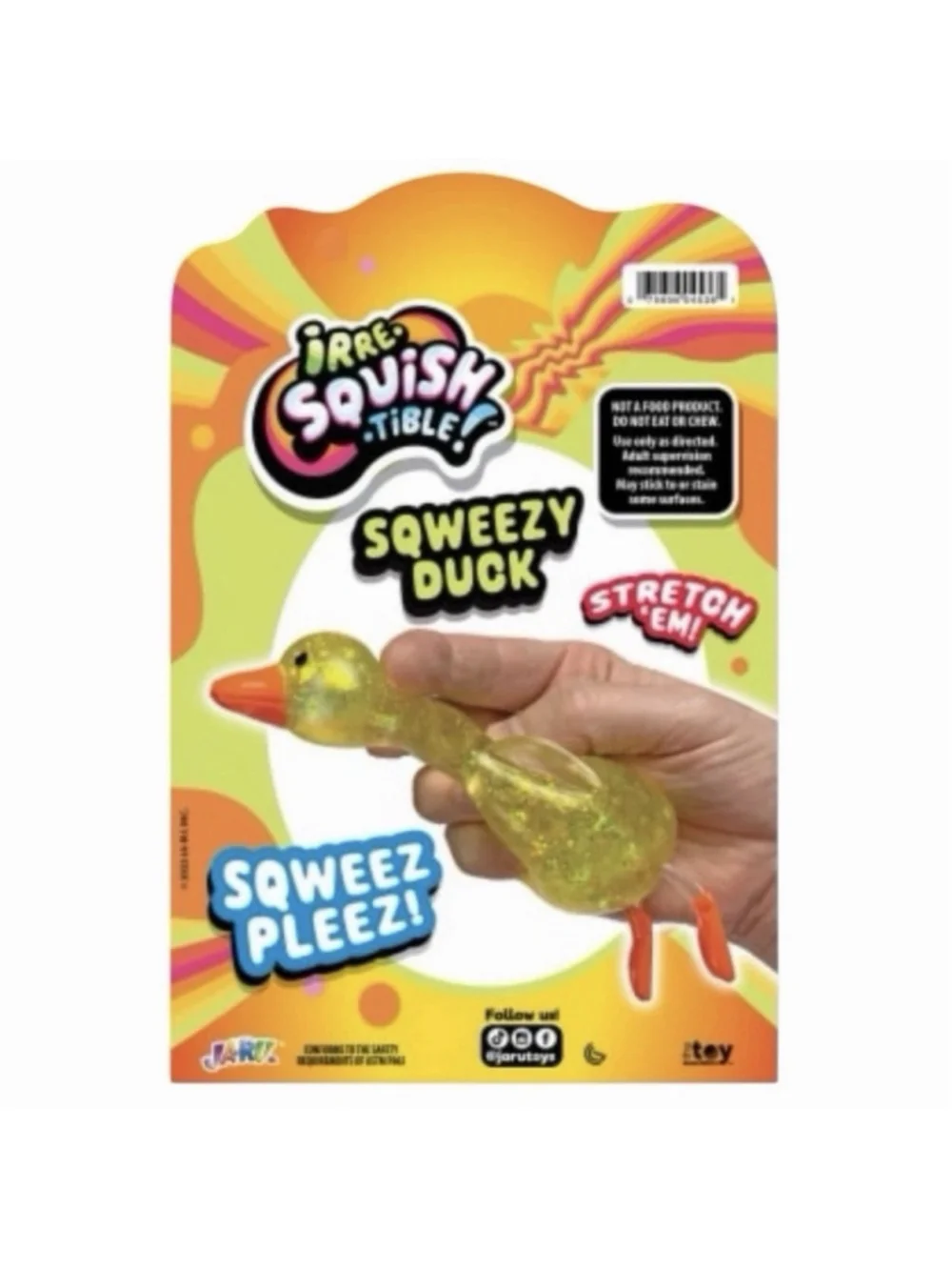 JA-RU Pink Glitter Squeezy Duck Stretchy Fidget Toy